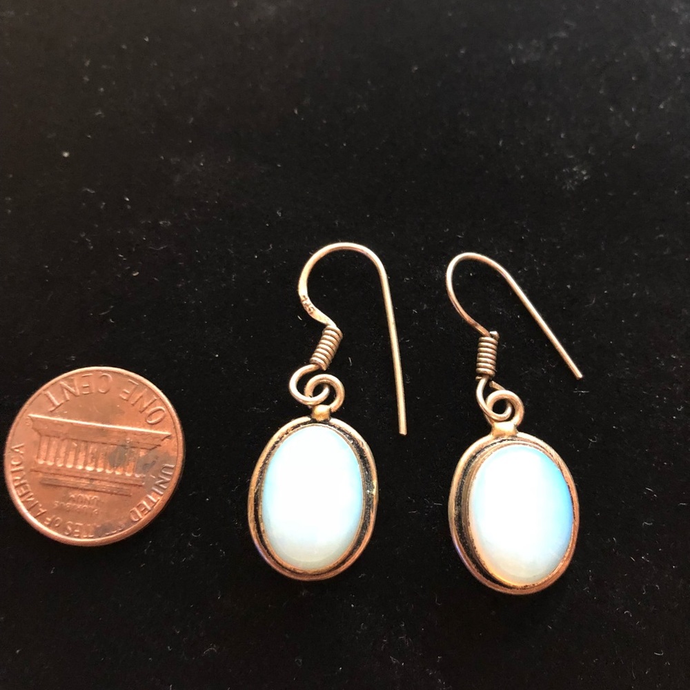 Opalite stone and real silver earrings